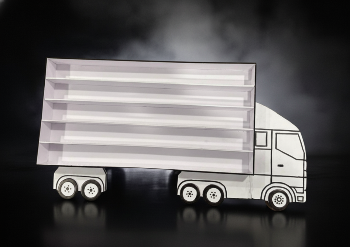  Semi Truck Wall Mount Organizer with 5 Compartments (20 Cars) – Toy Vehicle Storage Rack for 1:64 Cars & Collectibles