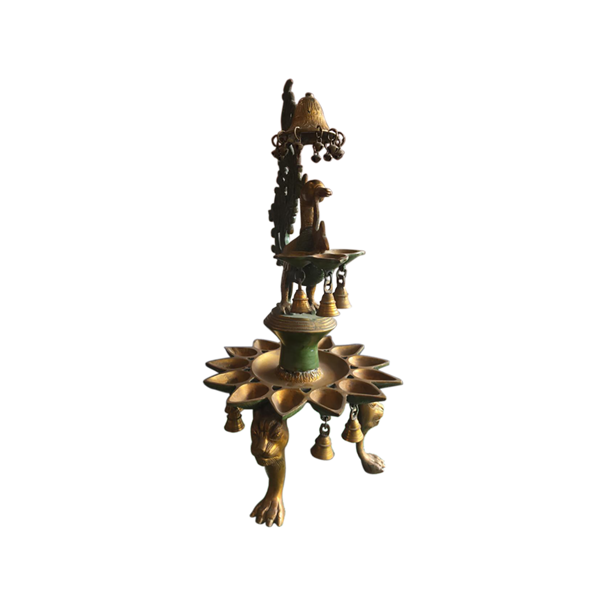 Peacock Lamp with Bells