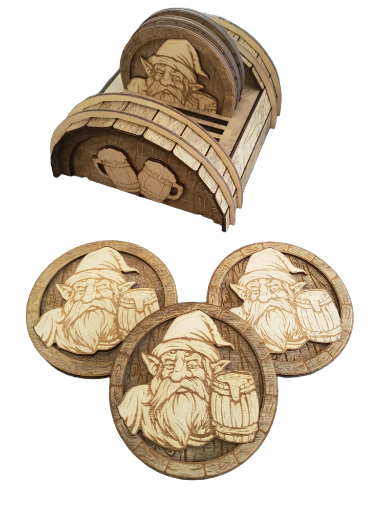 posavasos de madera, barril de enanos.