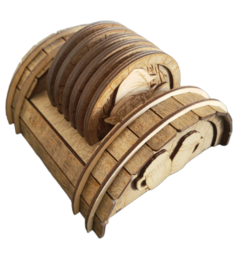 posavasos de madera, barril de enanos.