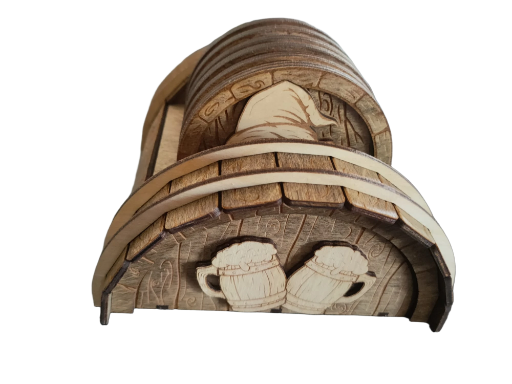 posavasos de madera, barril de enanos.