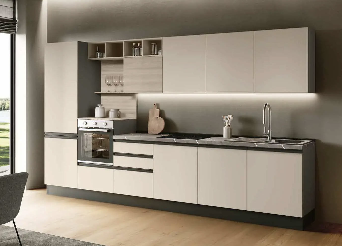 CUCINA MODELLO POSITANA MANIGLIA A GOLA