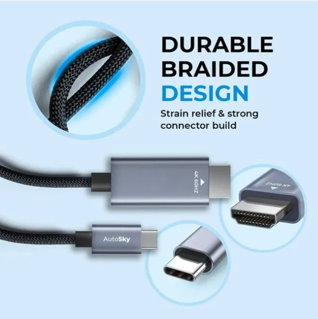 AutoSky TV Adapter + HDMI to USB-C Cable Bundle - Adapter which allows TV Sticks on your vehicle's infotainment system