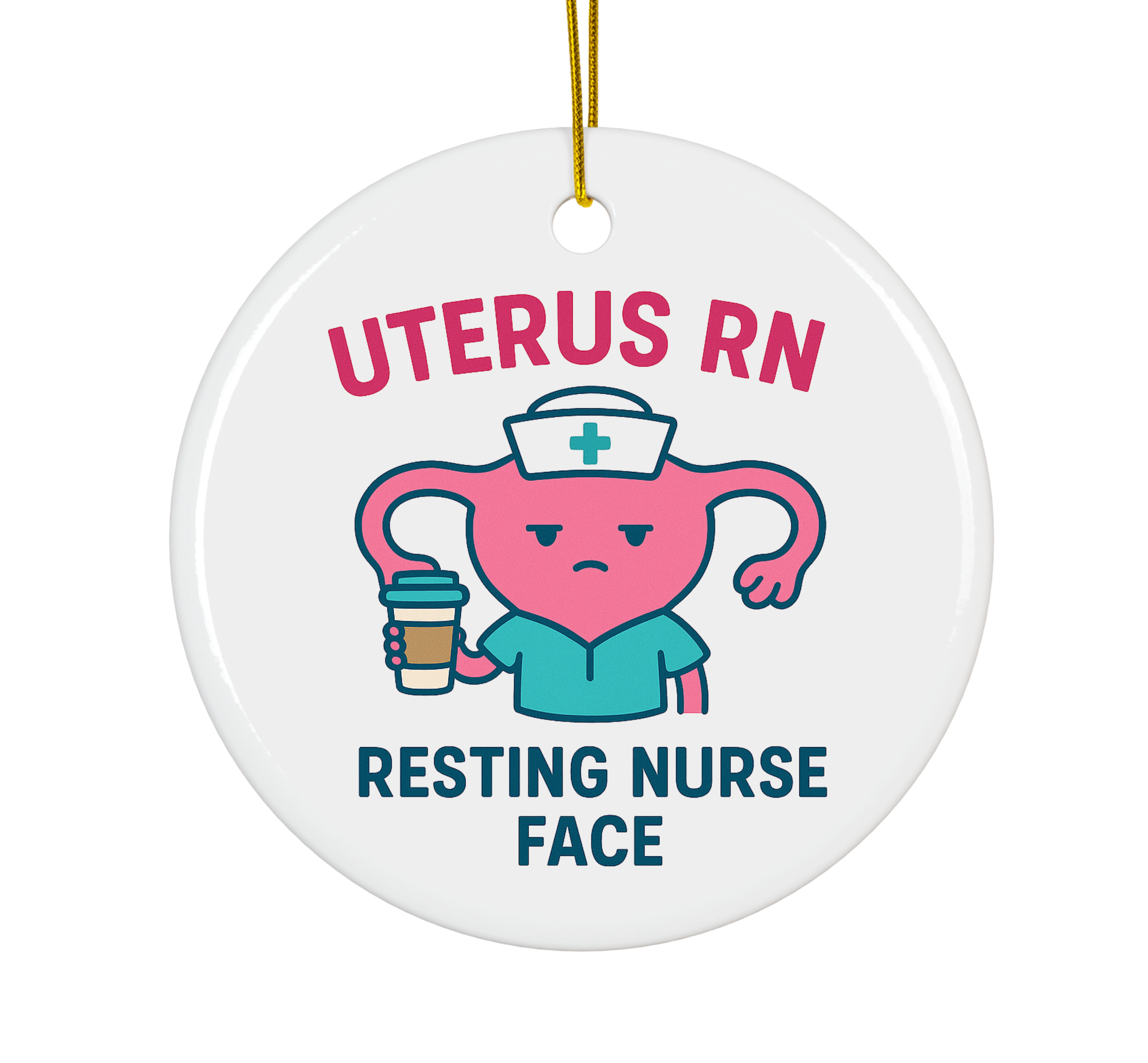 Uterus RN Resting Nurse Face Ornament