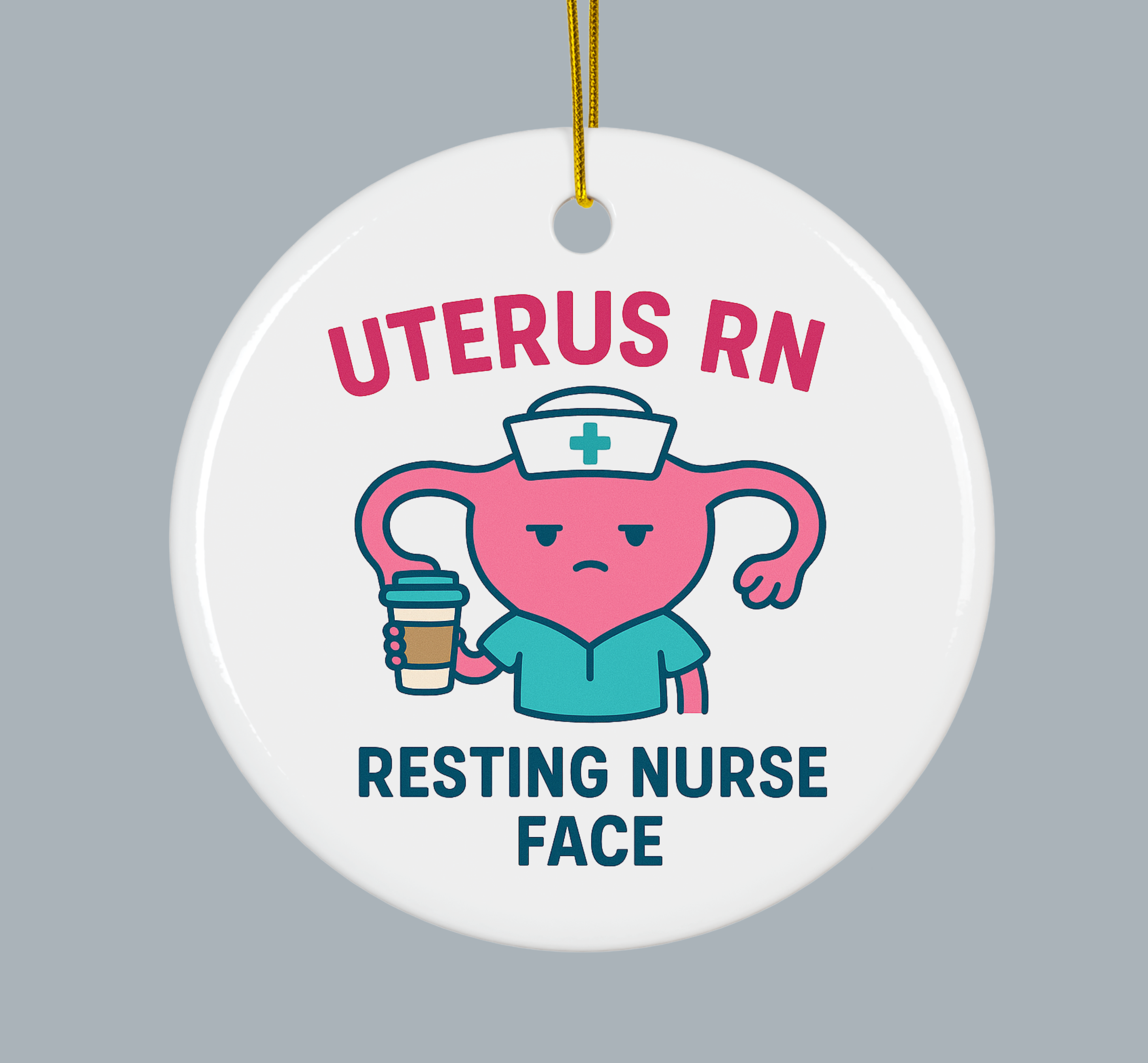 Uterus RN Resting Nurse Face Ornament