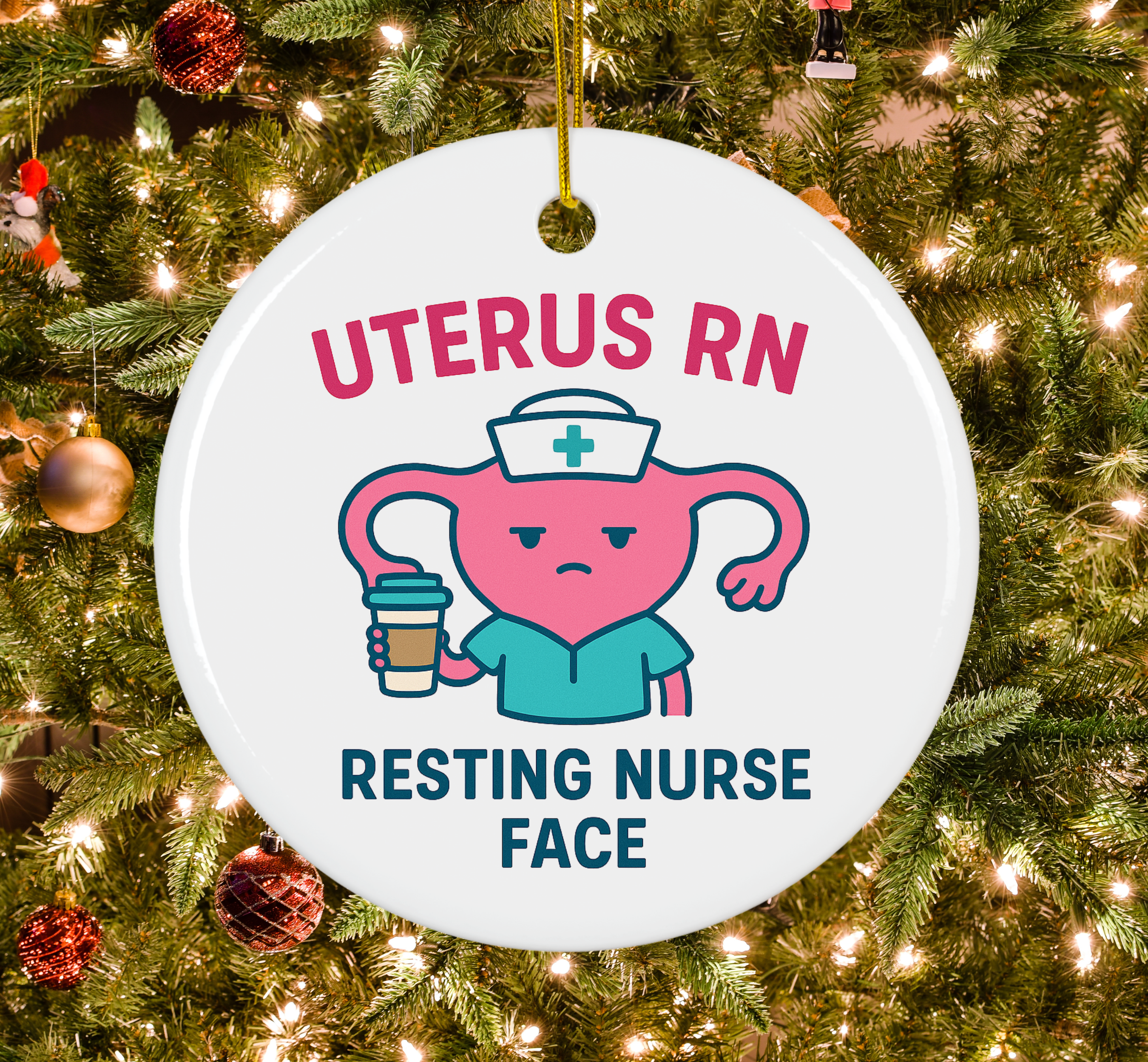 Uterus RN Resting Nurse Face Ornament