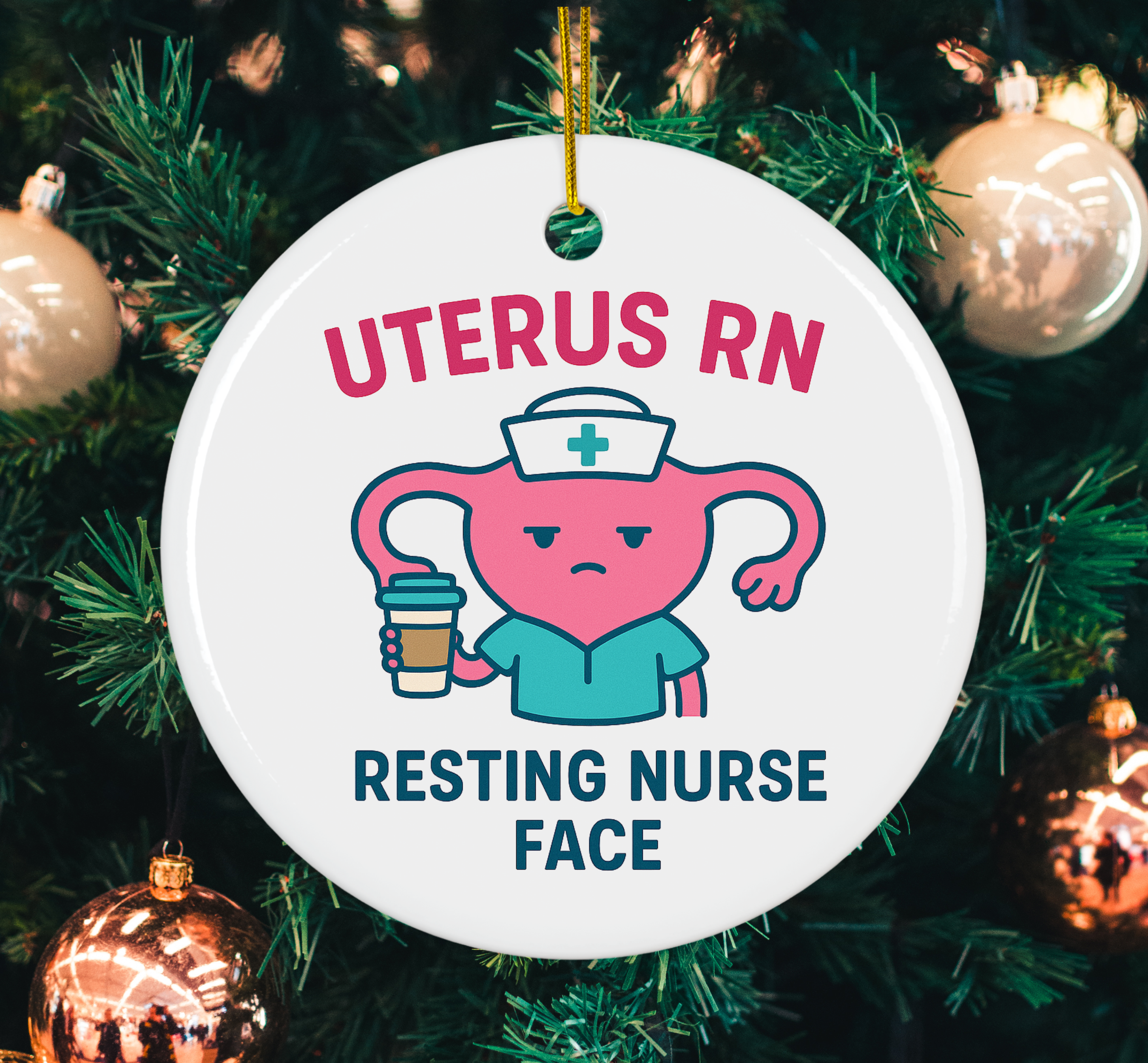 Uterus RN Resting Nurse Face Ornament