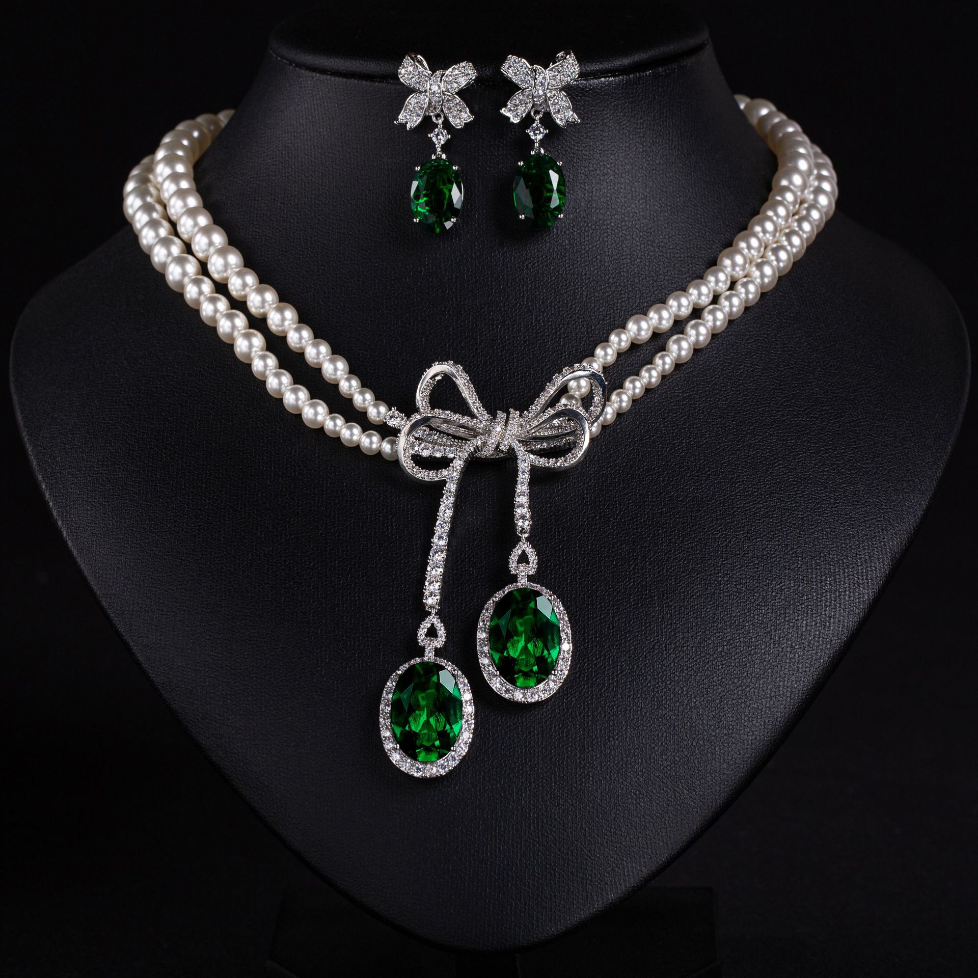 New elegant pearl zircon jewelry set