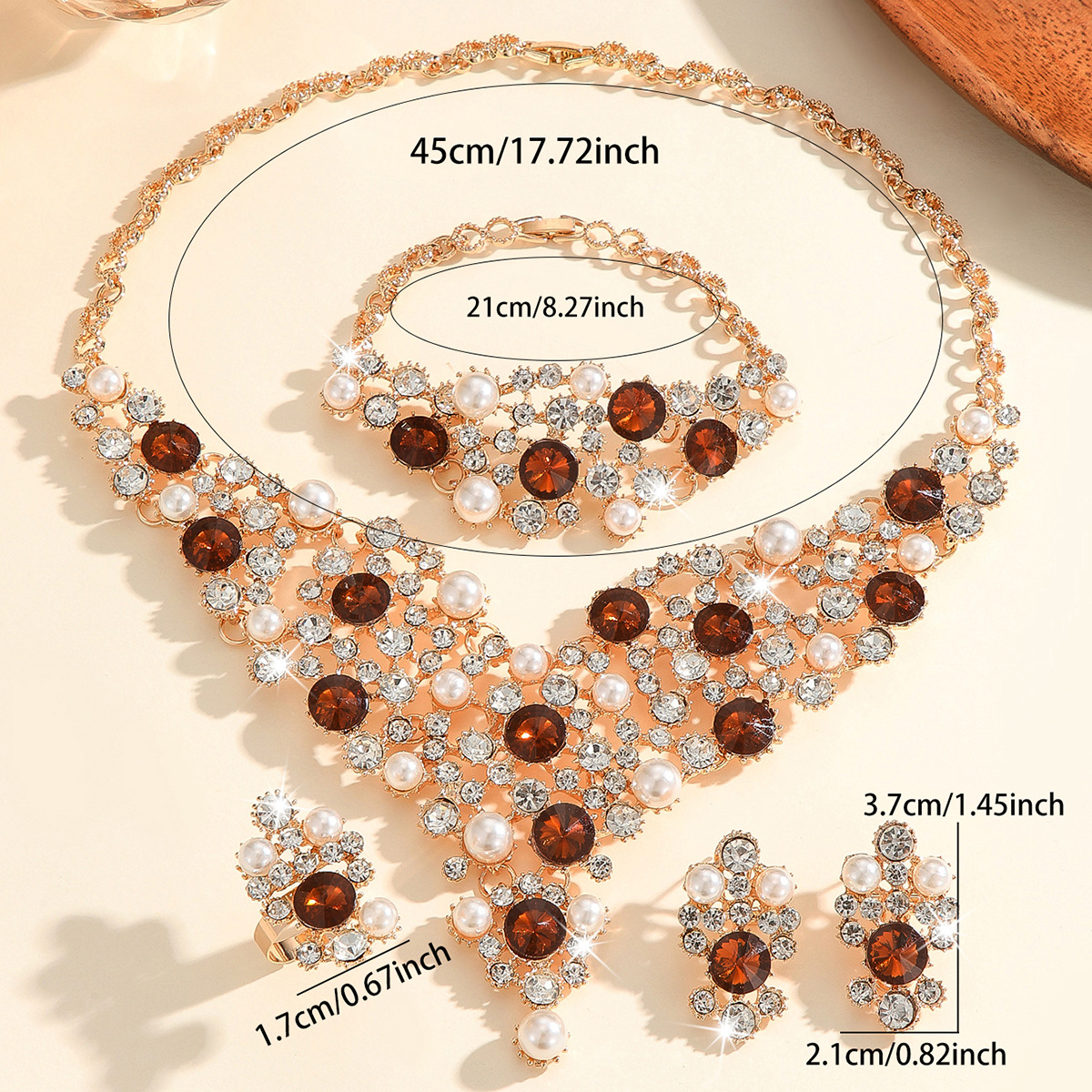 4-piece crystal jewelry set#TL4232