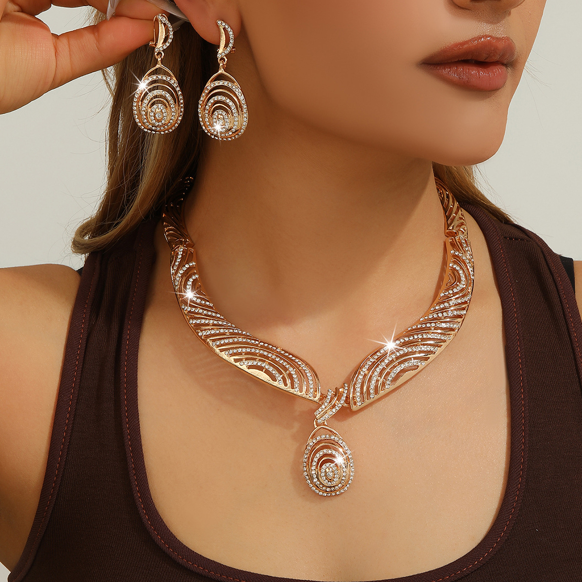 2-piece crystal jewelry set#TL4191