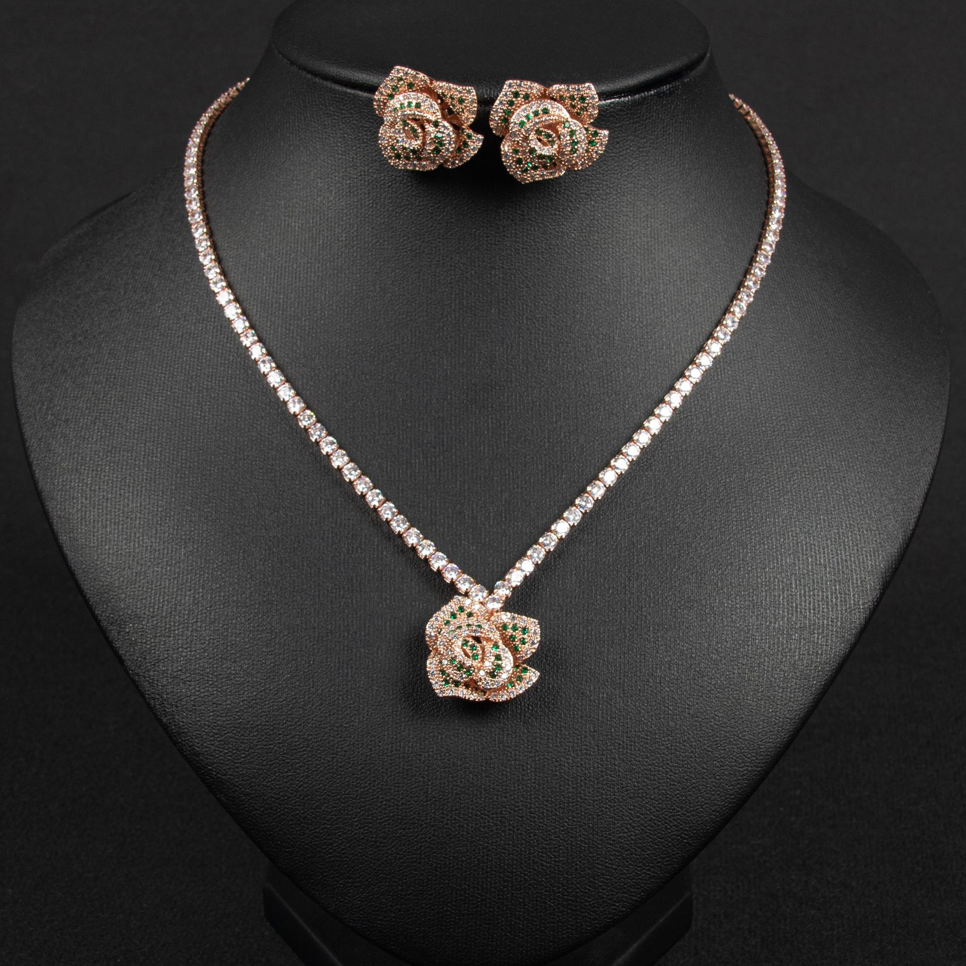 New Rose Zircon Jewelry Set
