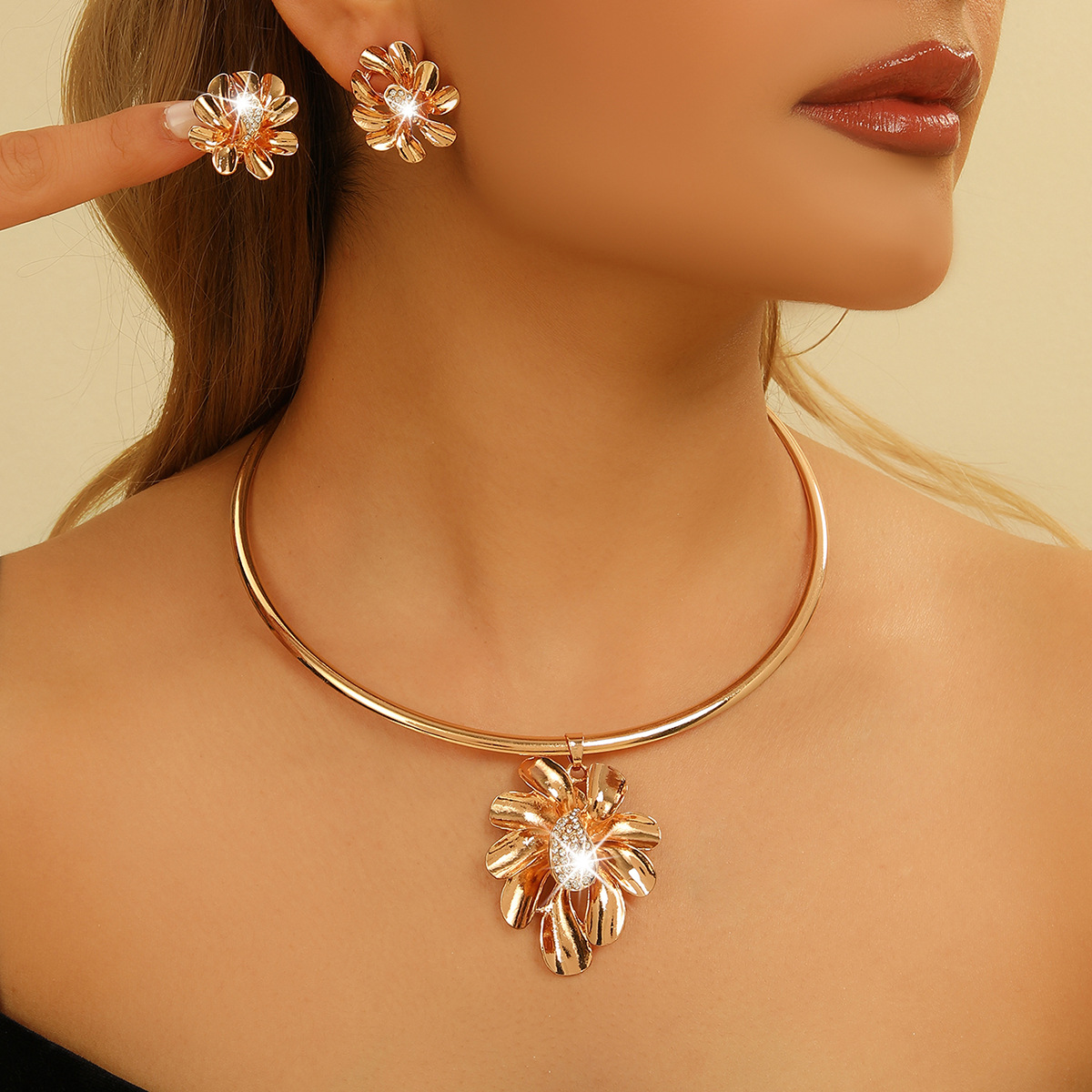 2-piece crystal jewelry set#TL4264