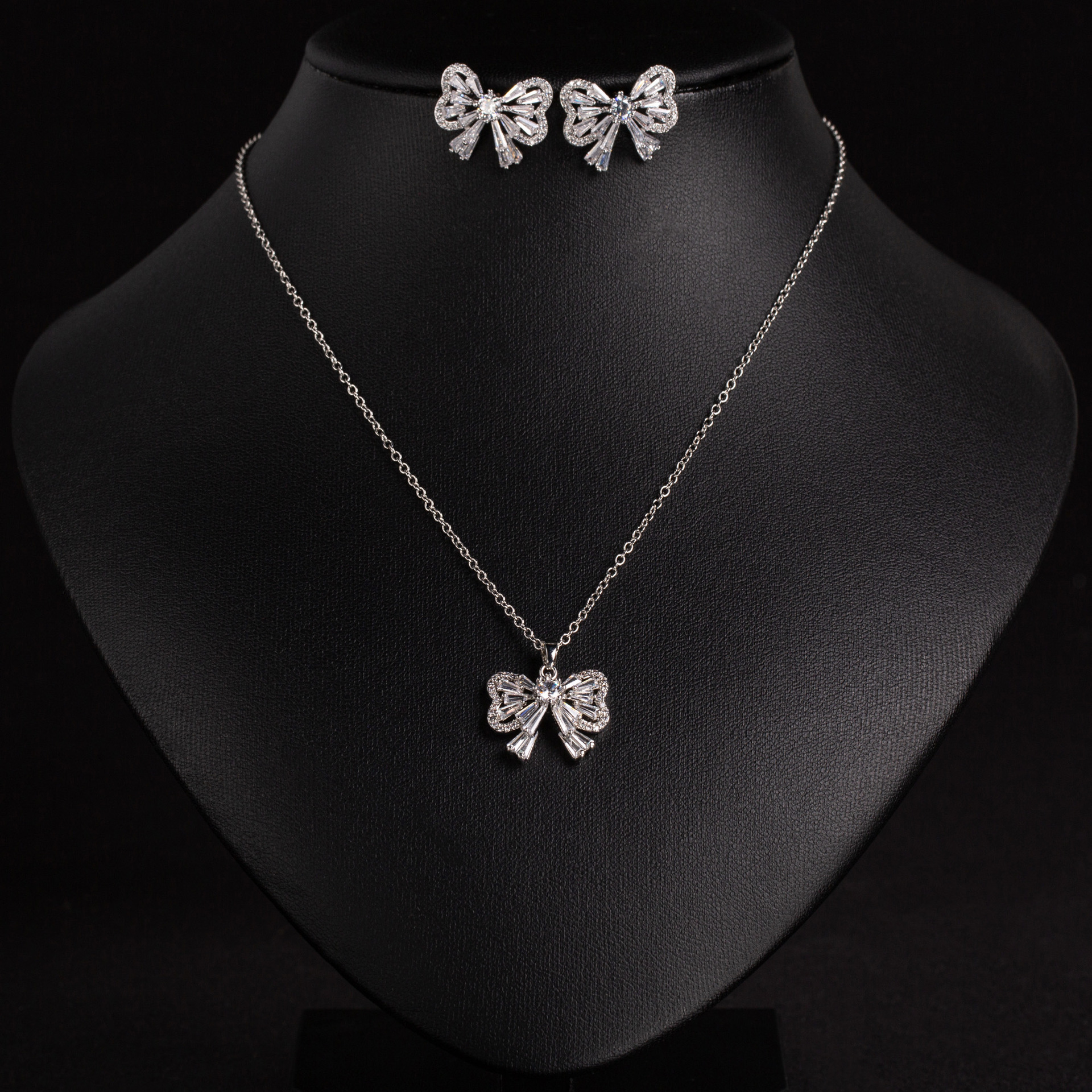 New Bowknot Zircon Jewelry Set
