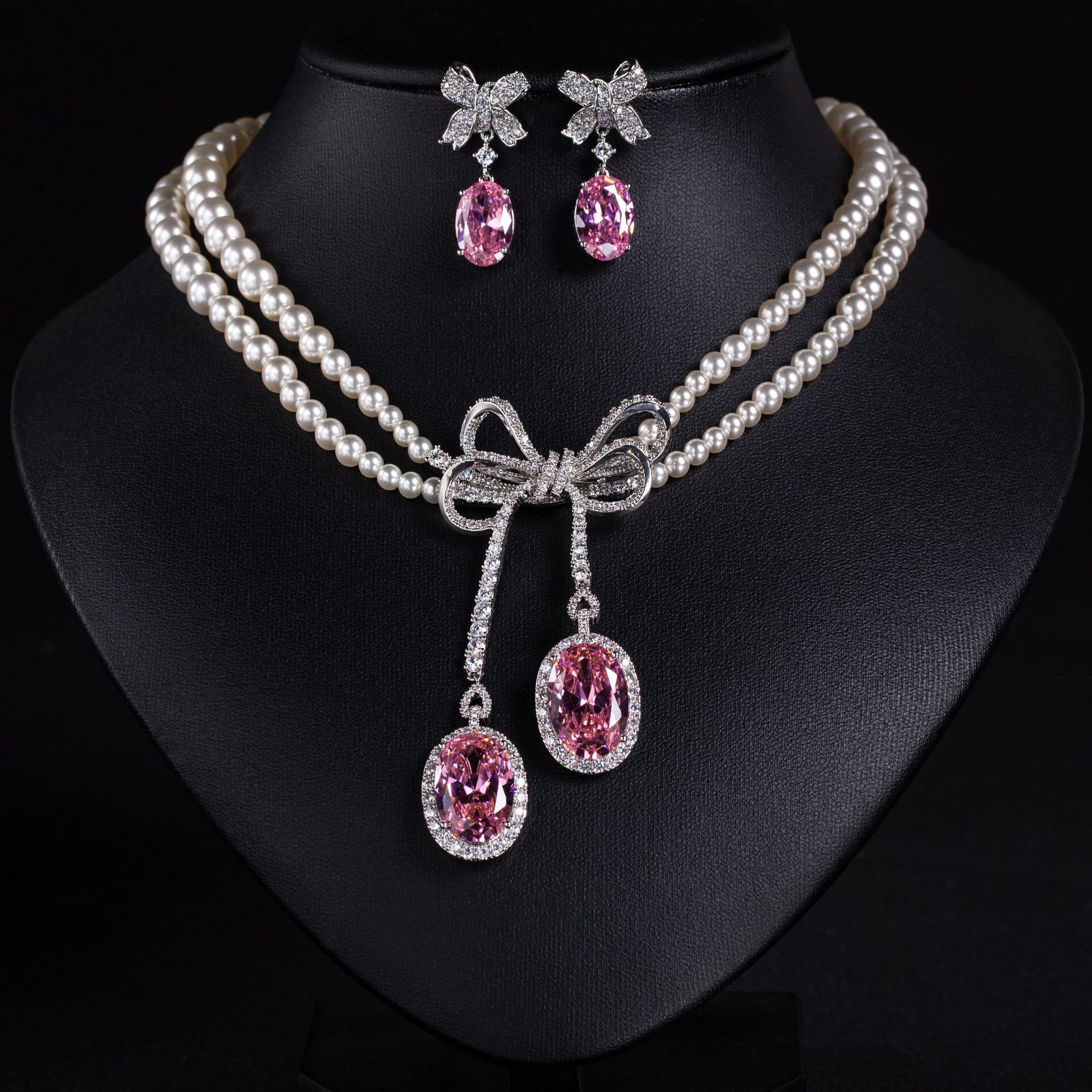 New elegant pearl zircon jewelry set