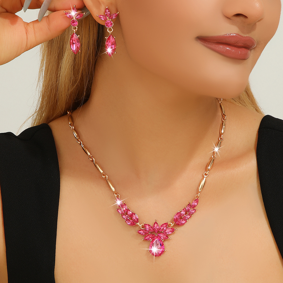 2-piece crystal jewelry set#TL2088