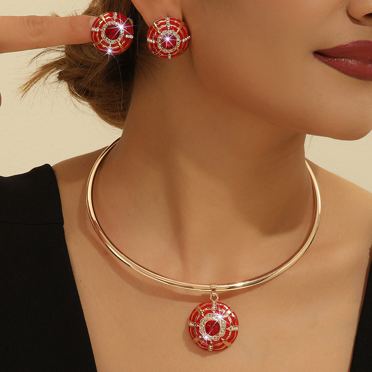 2-piece crystal jewelry set#TL4259