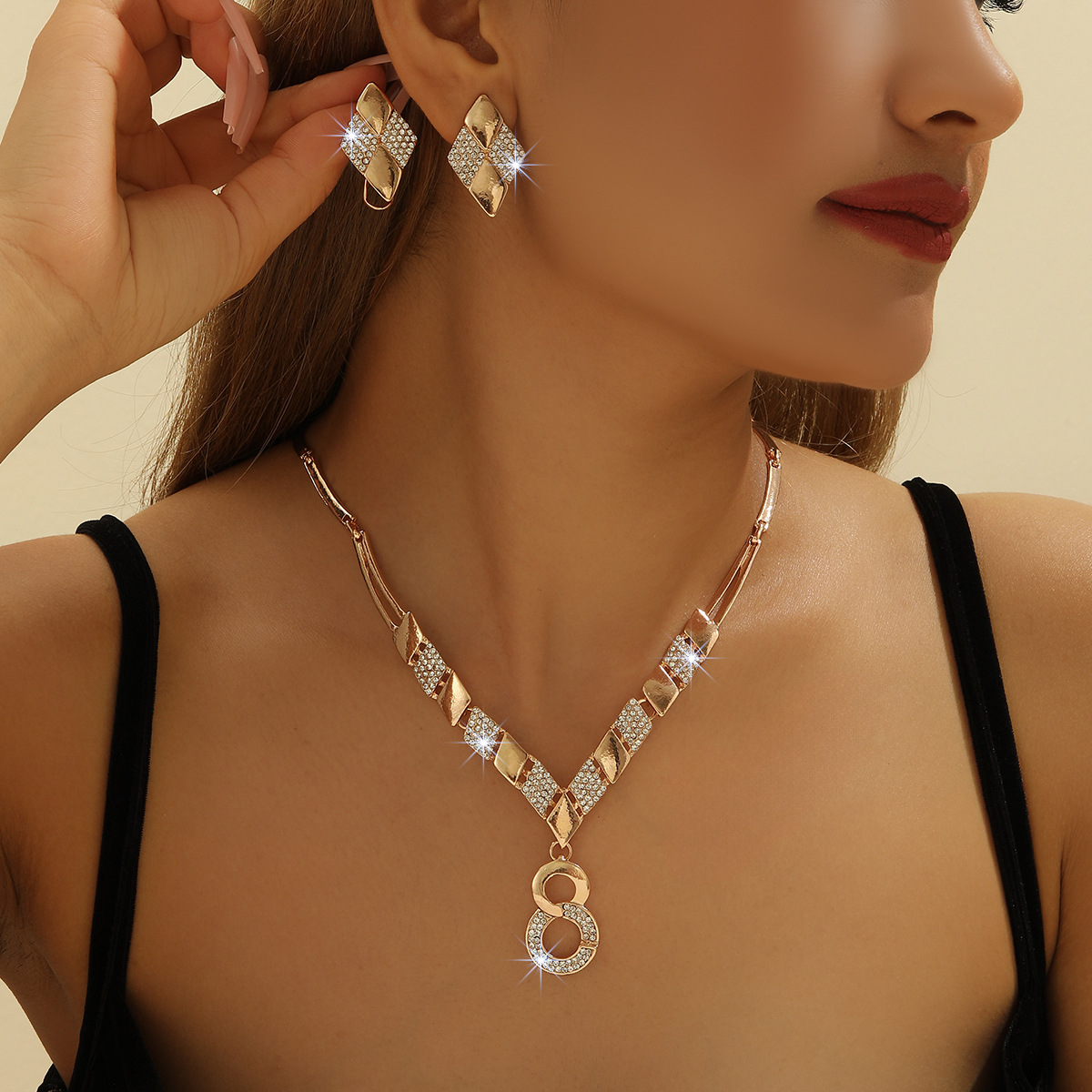 2-piece crystal jewelry set#TL4027