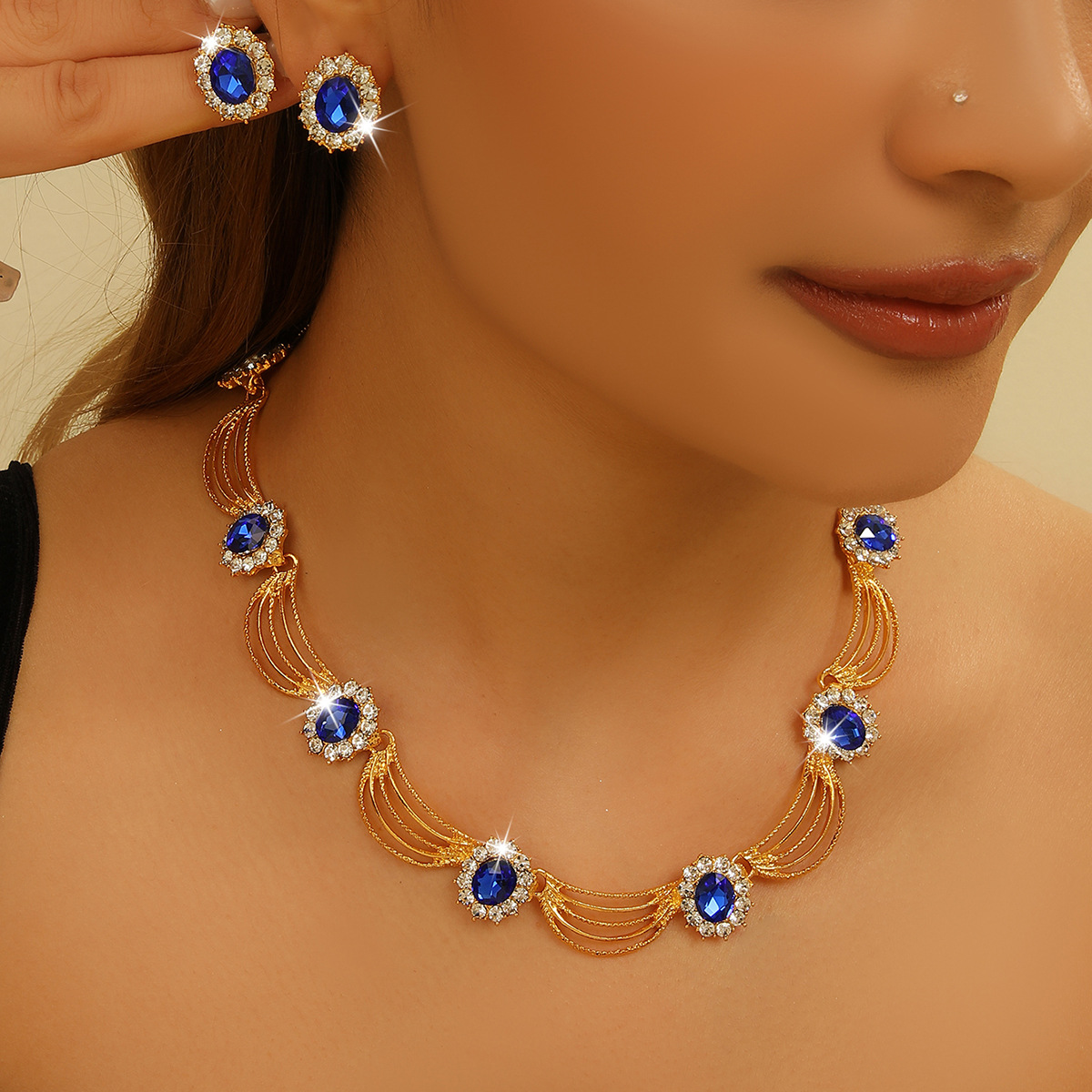 2-piece crystal jewelry set#TL0065