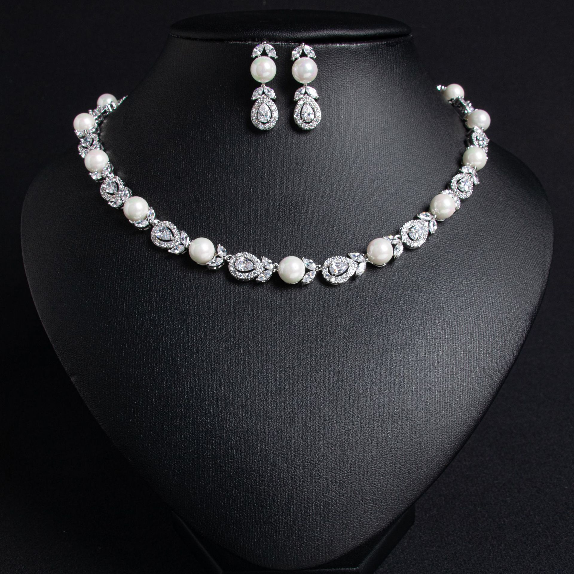 New Pearl Zircon Jewelry Set