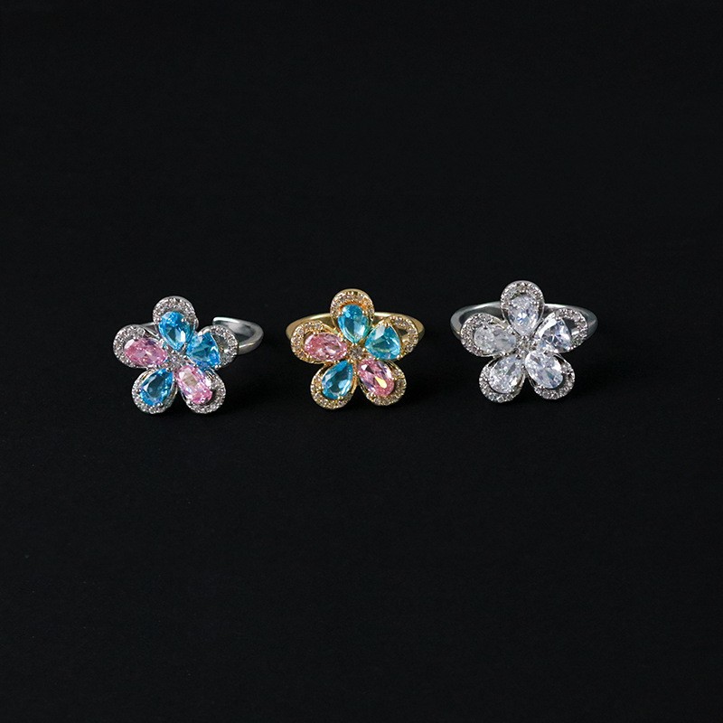 New high quality elegant flower zircon ring