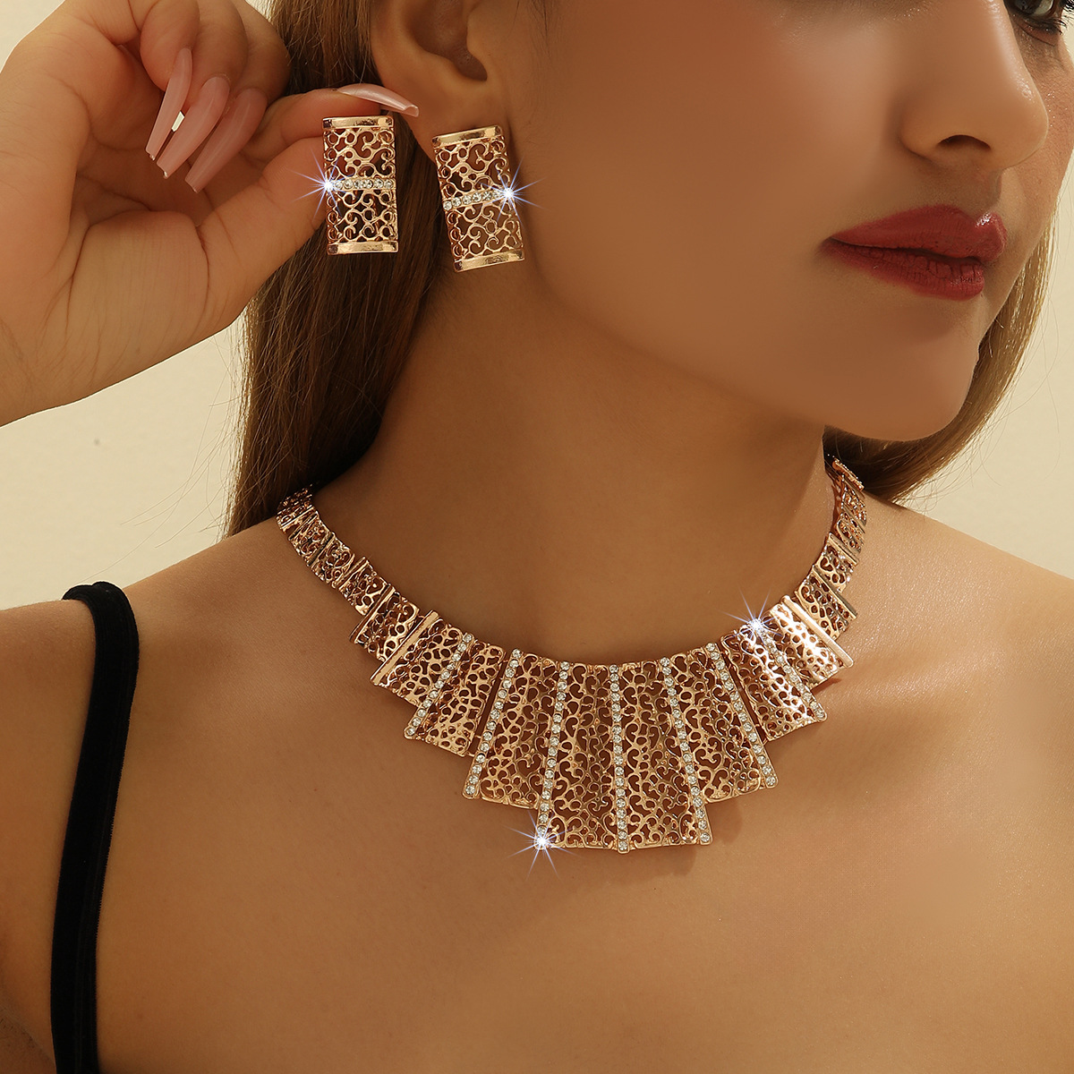 2-piece crystal jewelry set#TL4049