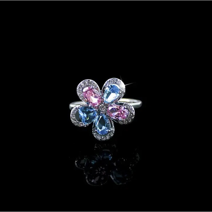 New high quality elegant flower zircon ring