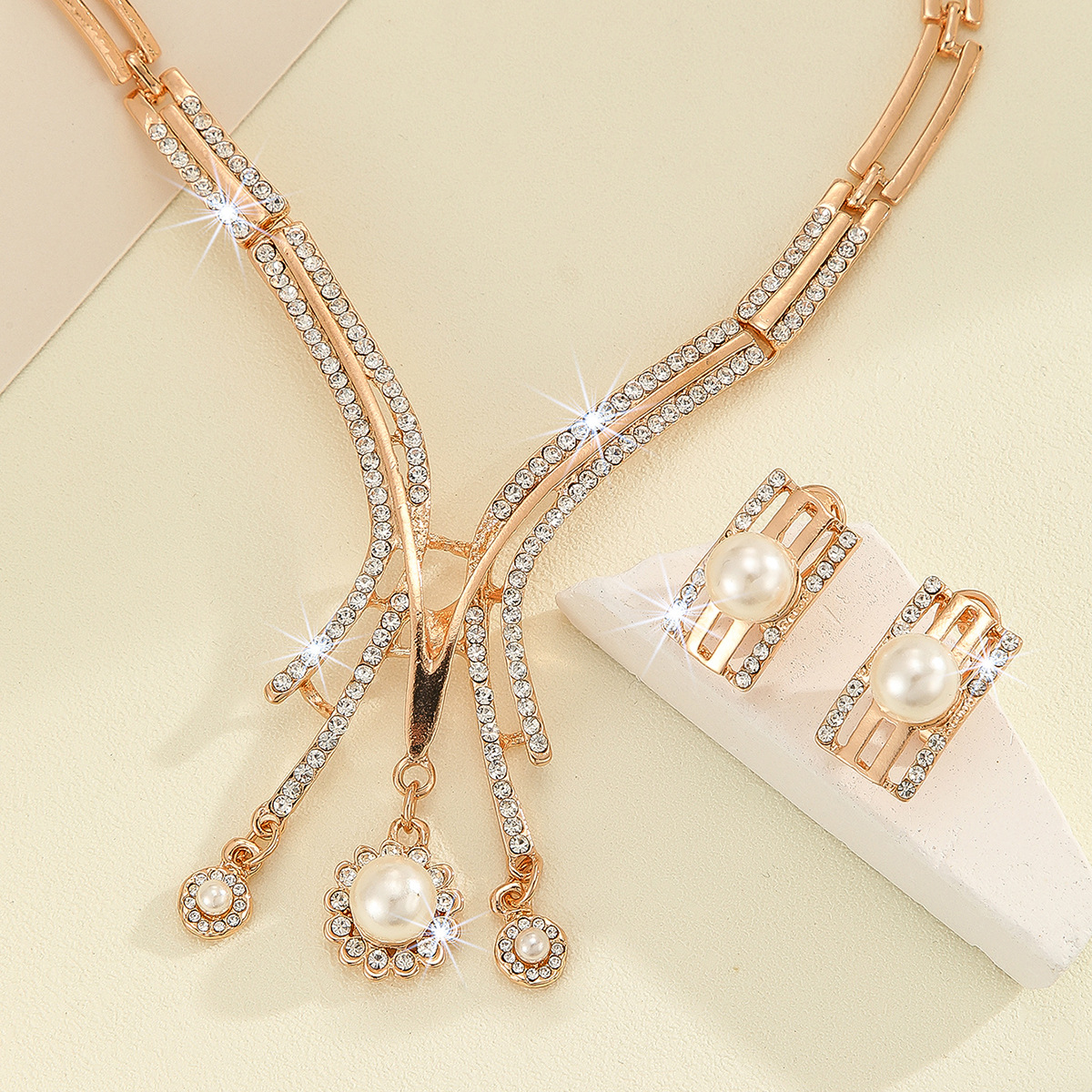2-piece crystal jewelry set#TL4041