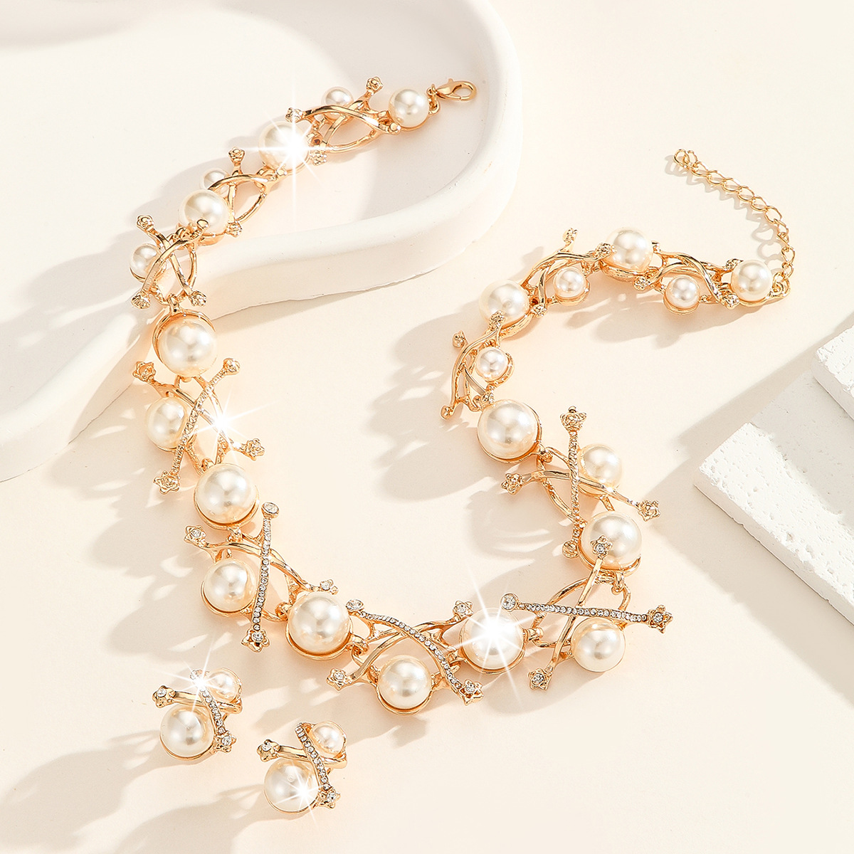 2-piece crystal jewelry set#TL4440