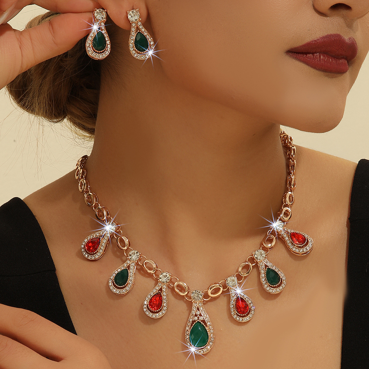 2-piece crystal jewelry set#TL4131