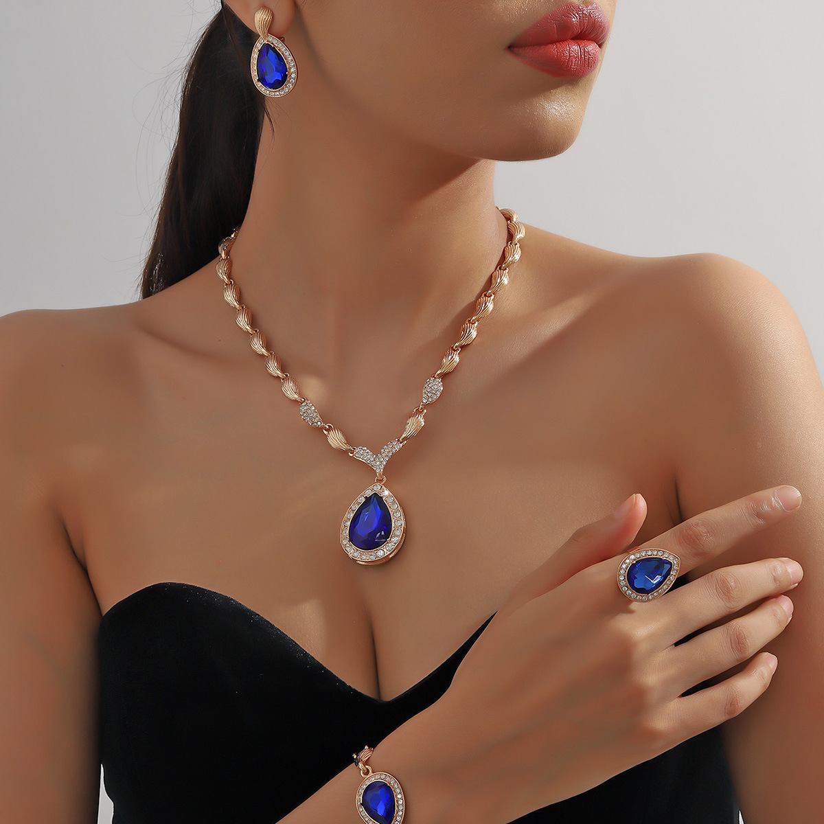 4-piece crystal jewelry set#TL000264