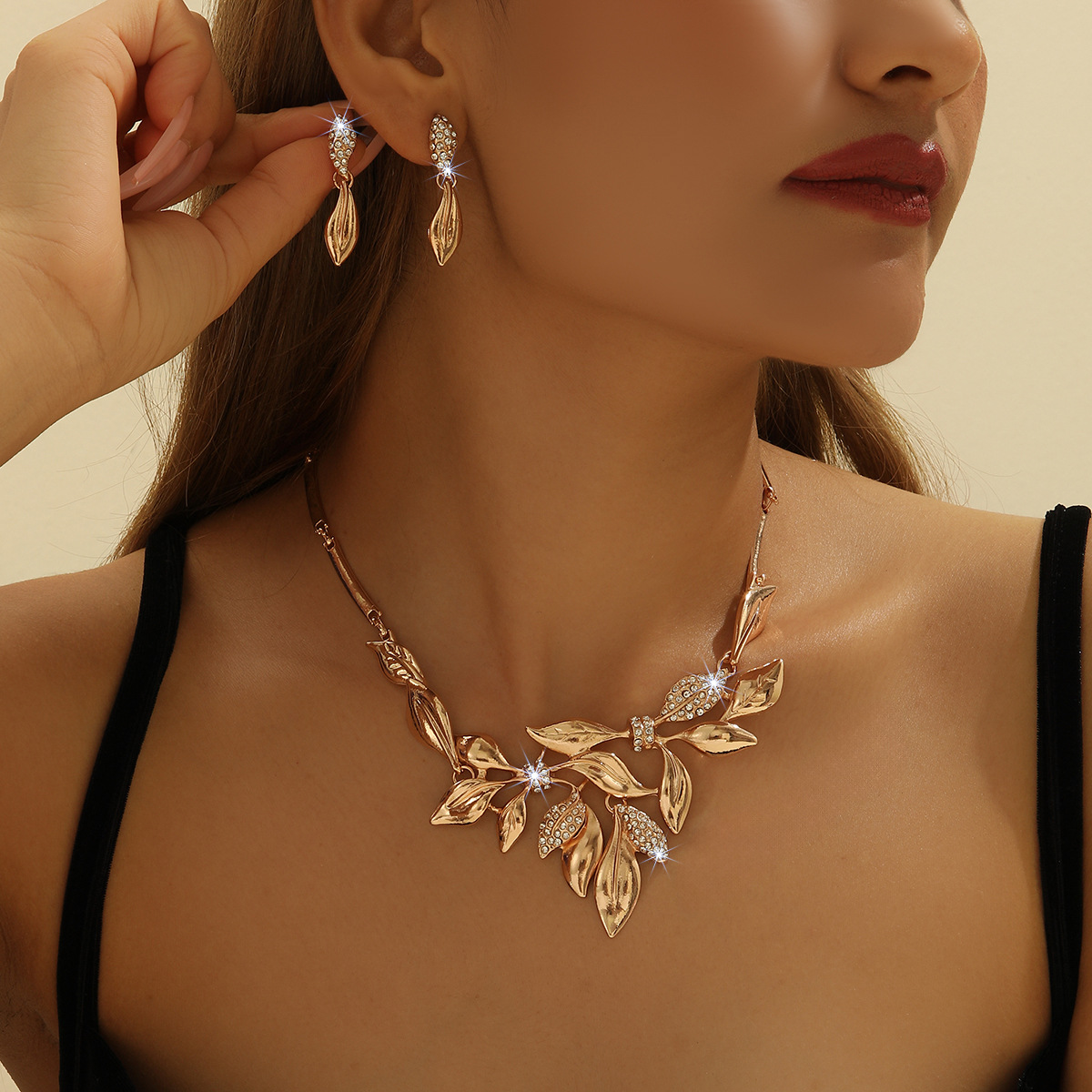 2-piece crystal jewelry set#TL4058