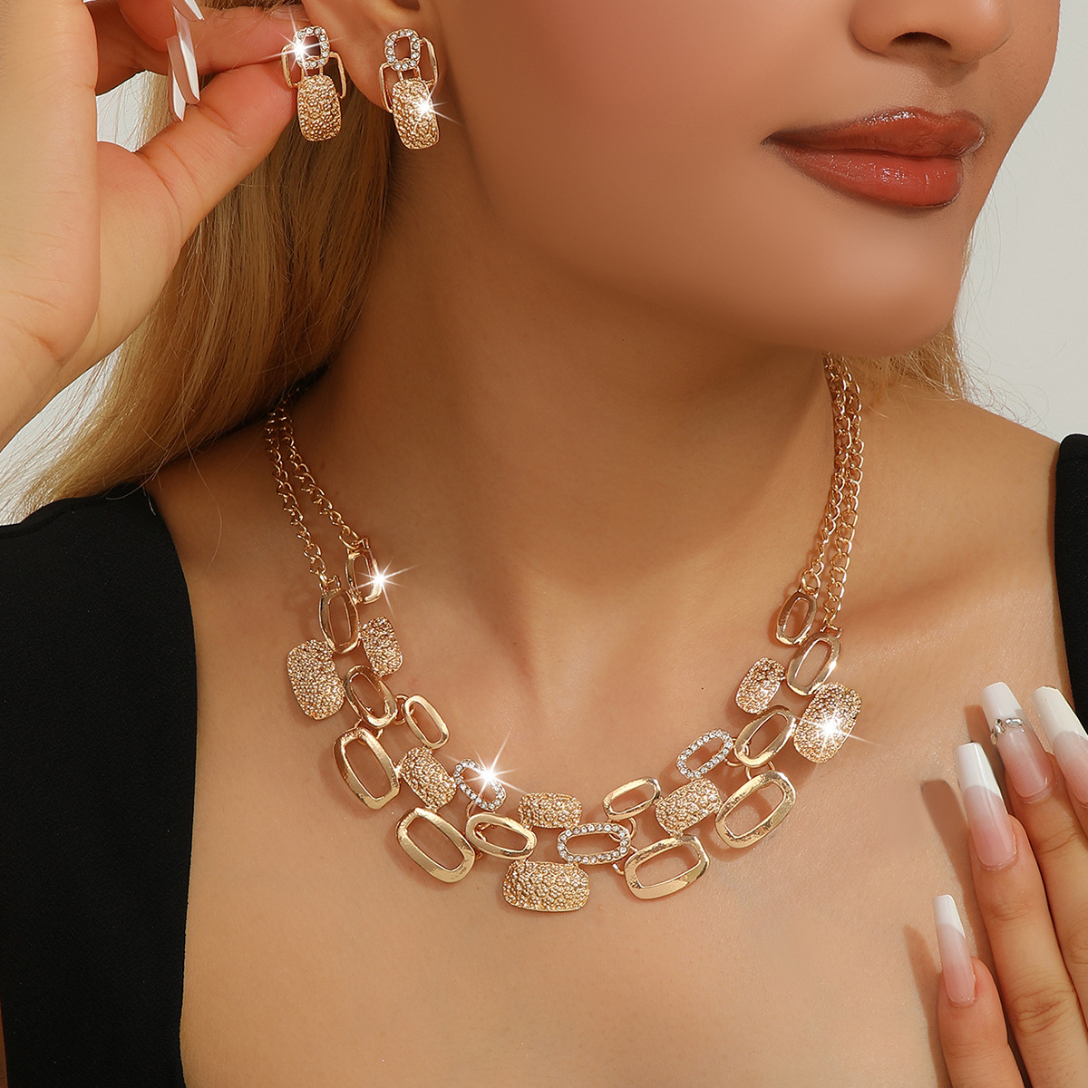 2-piece crystal jewelry set#TL4336