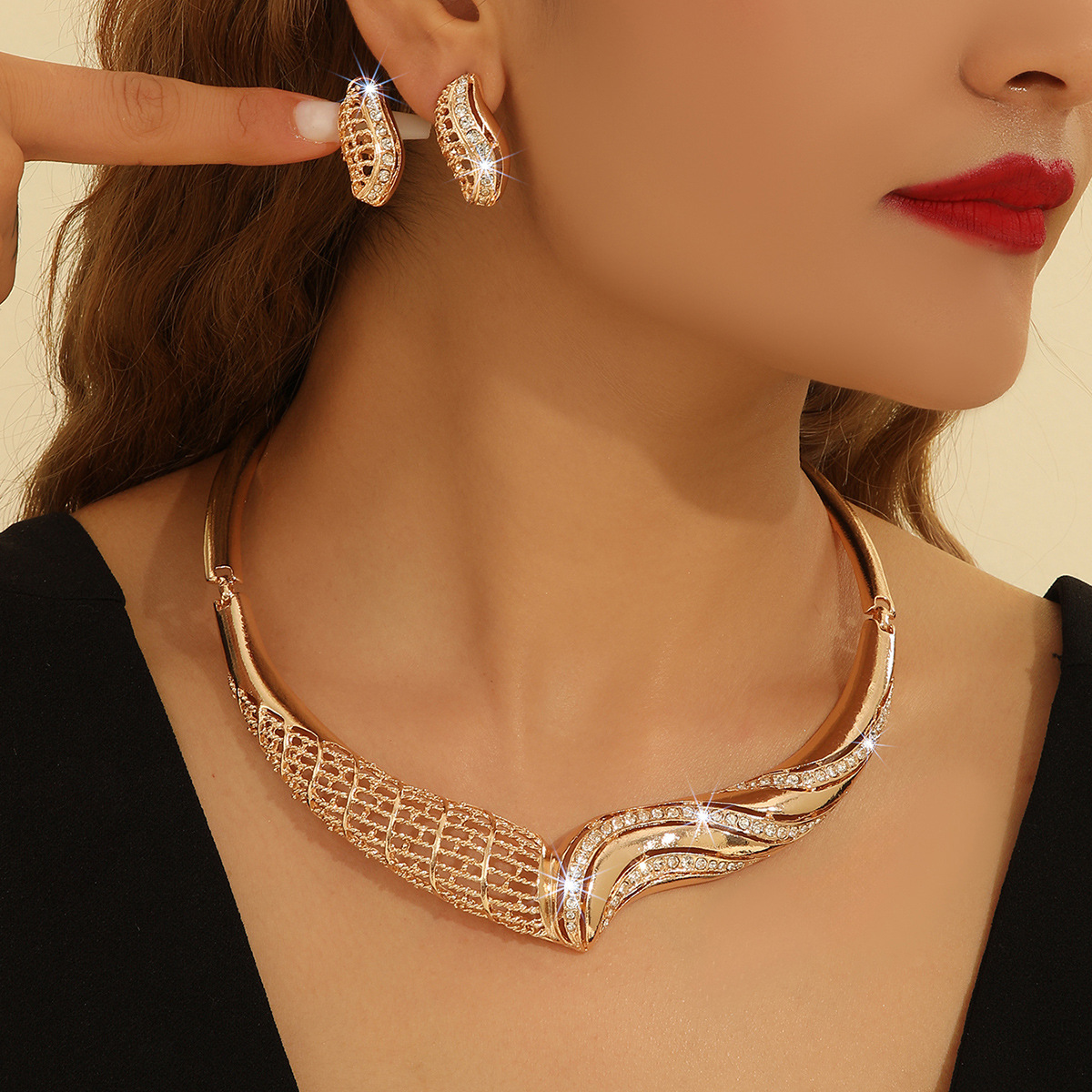 2-piece crystal jewelry set#TL4062