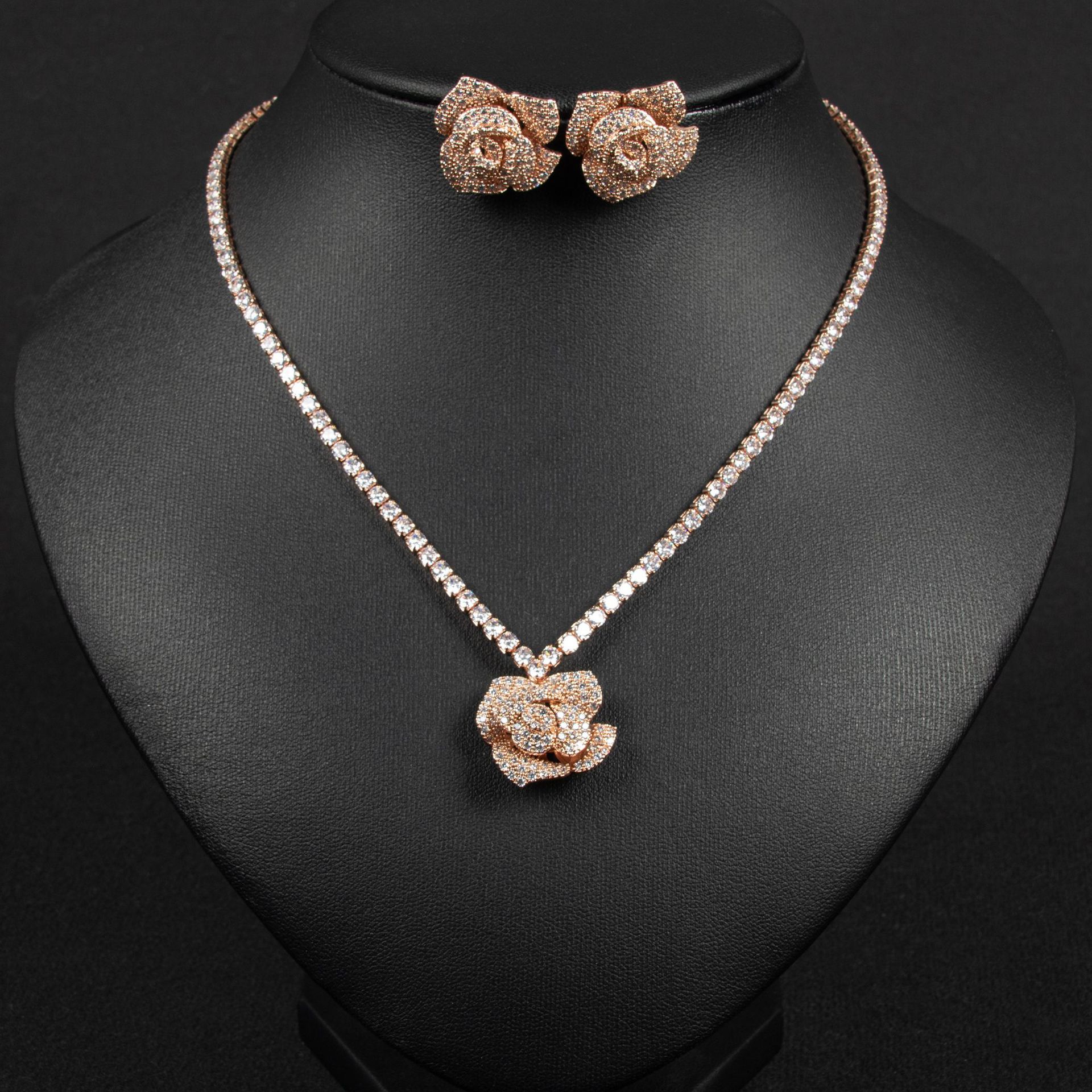 New Rose Zircon Jewelry Set