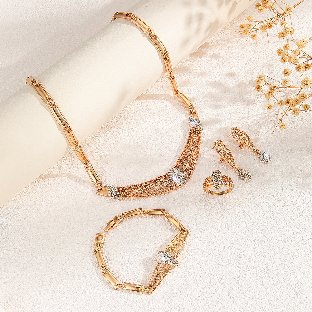 4-piece crystal jewelry set#TL4297