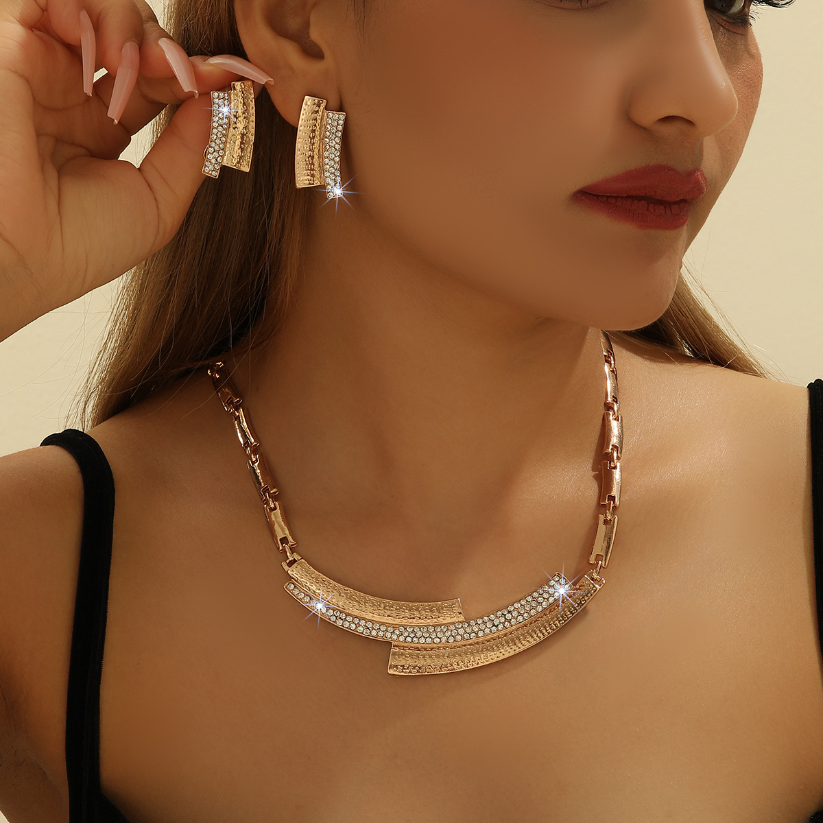2-piece crystal jewelry set#TL4034