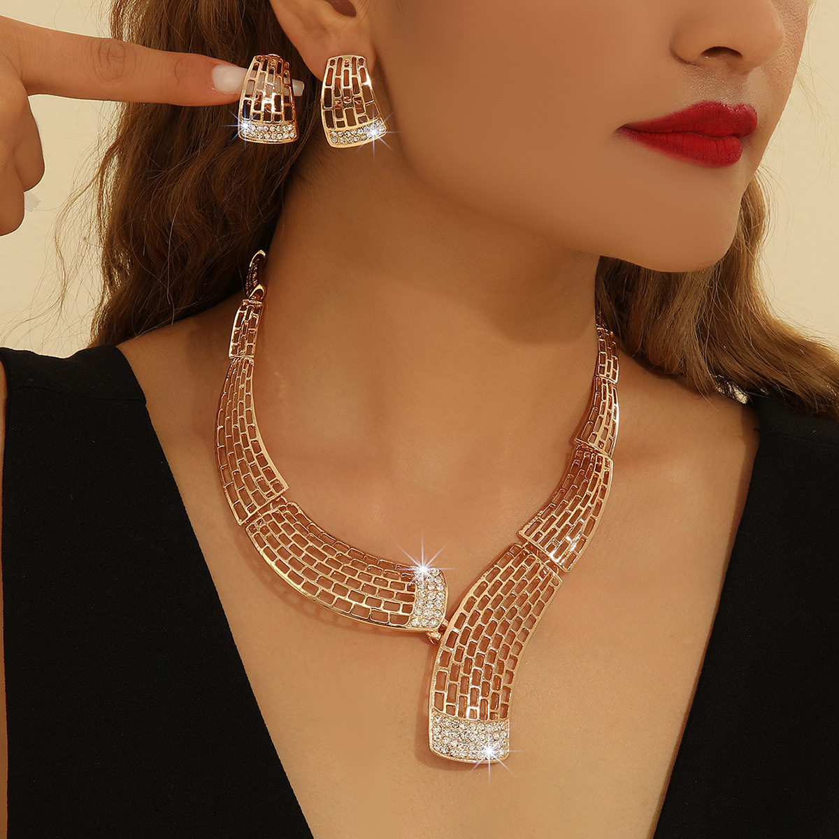 2-piece crystal jewelry set#TL4134