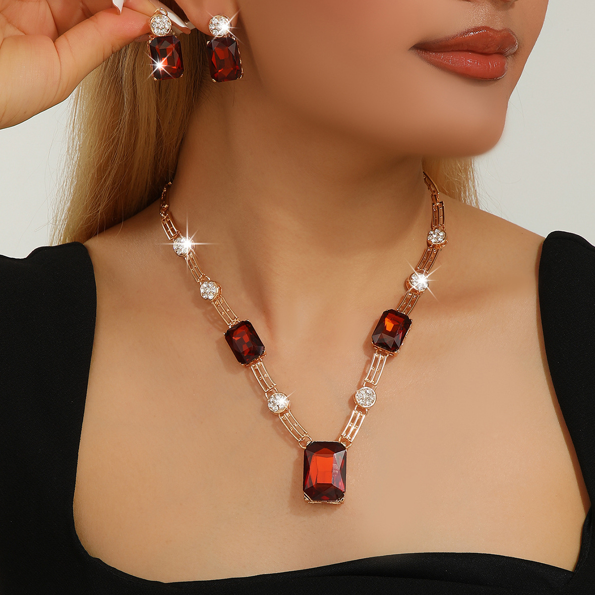 2-piece crystal jewelry set#TL4422