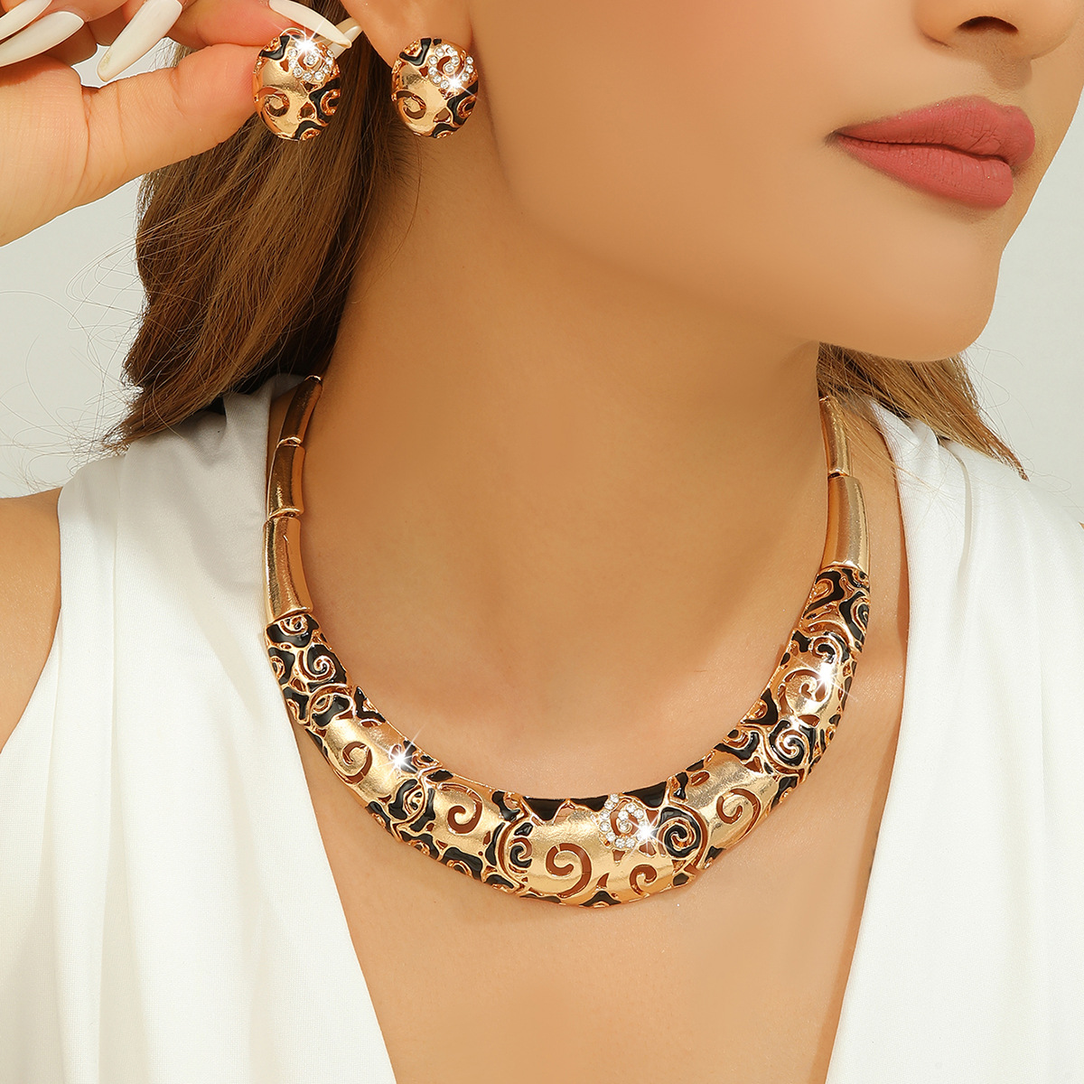 2-piece crystal jewelry set#TL4283