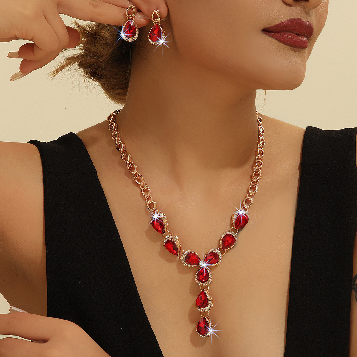 2-piece crystal jewelry set#TL4220