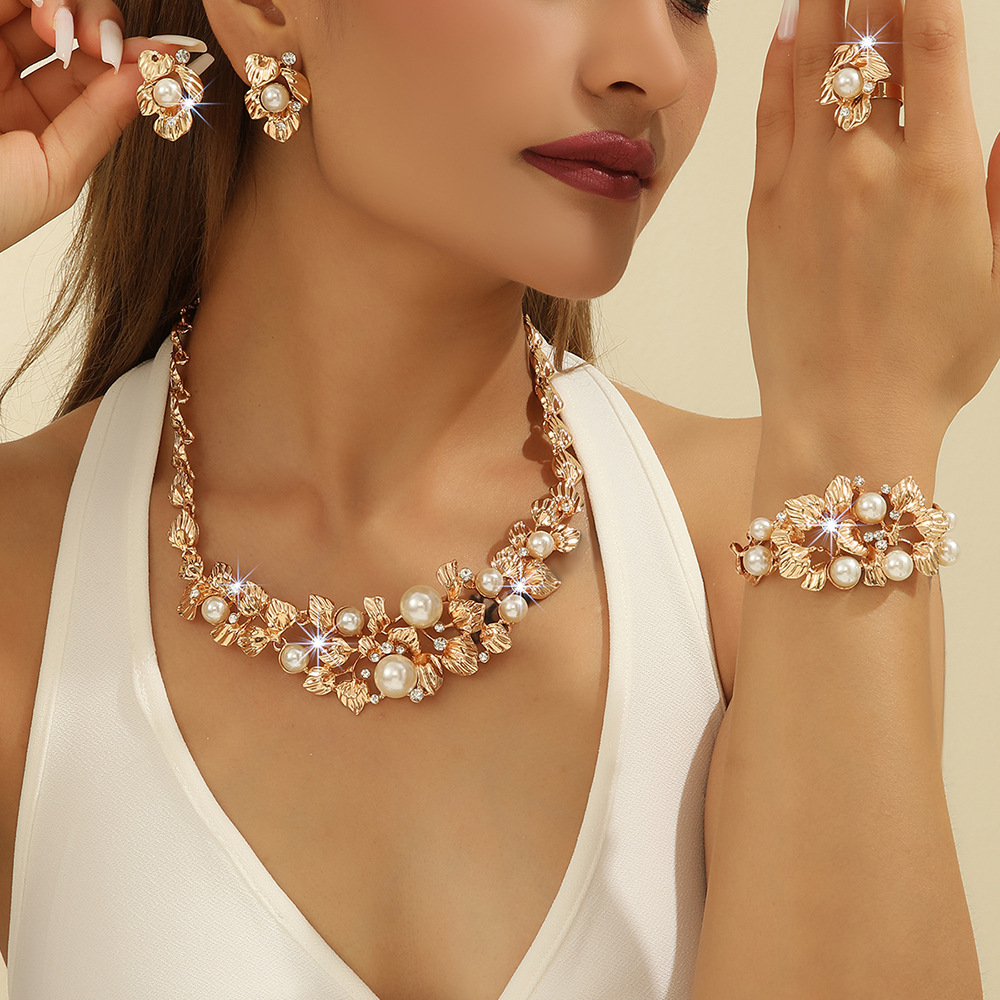 4-piece crystal jewelry set#TL4358