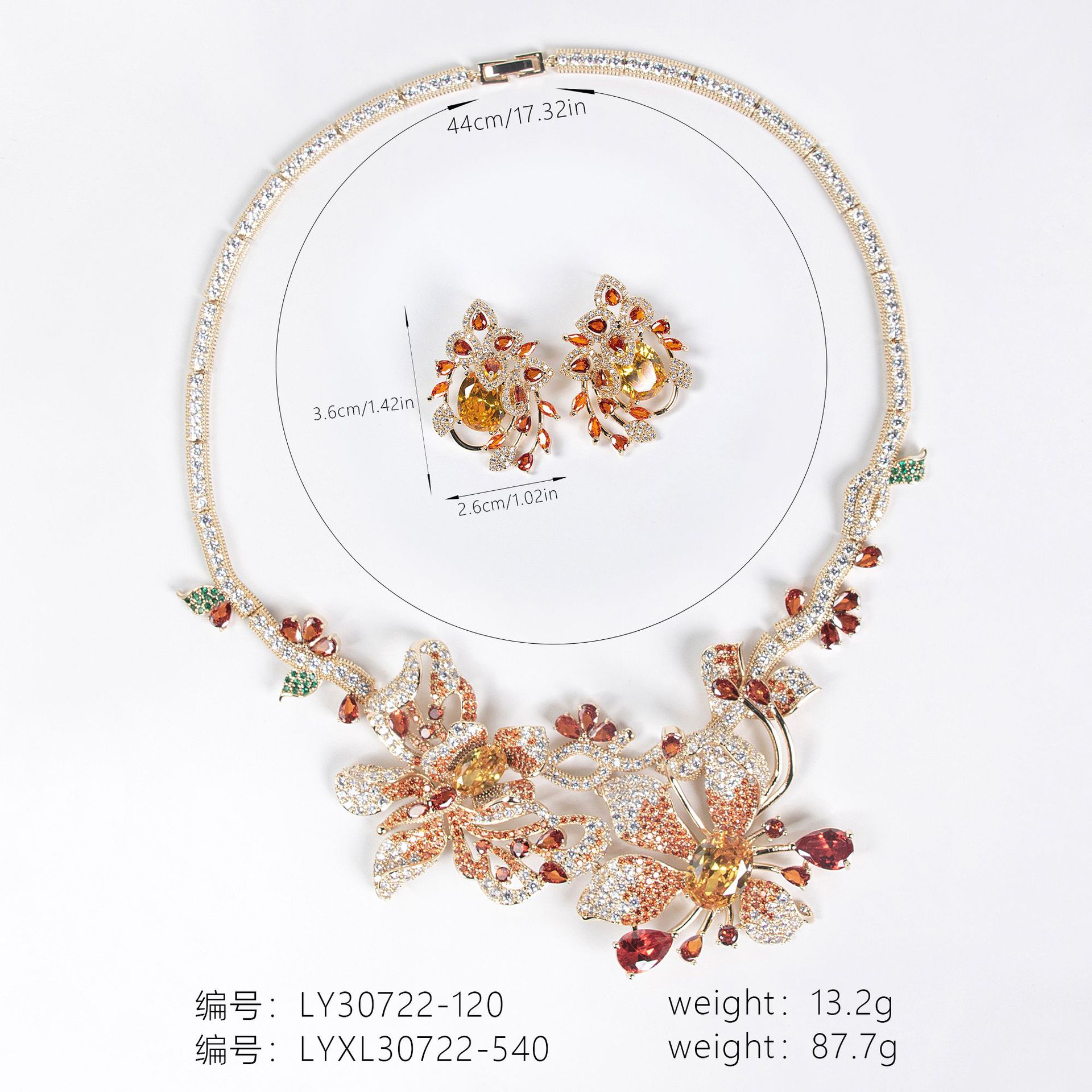 New Floral Butterfly Zirconia Jewelry Set