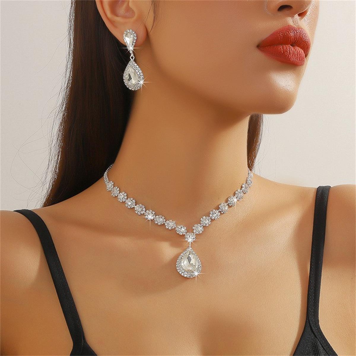 2-piece crystal jewelry set#TL00342