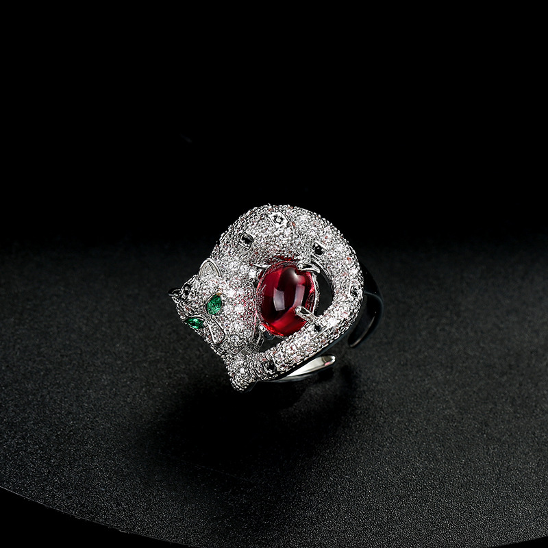 New high quality creative leopard zircon ring