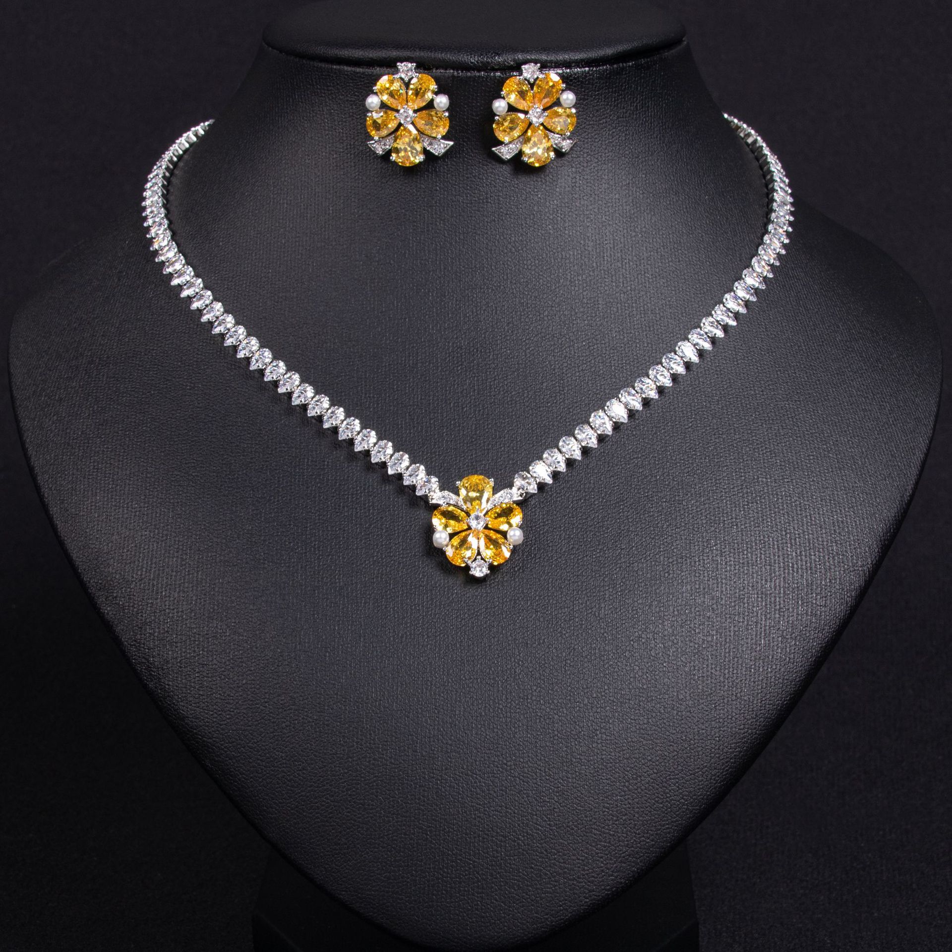 New Petal Zircon Jewelry Set