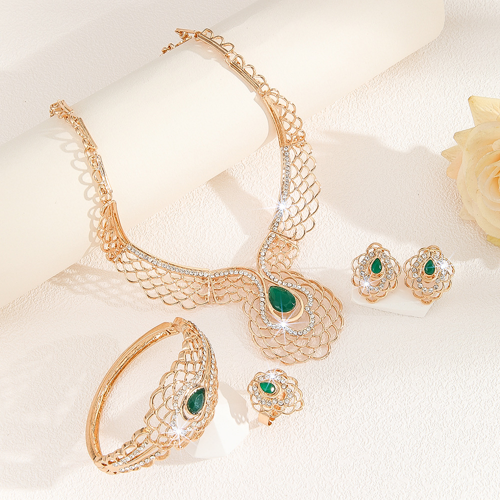 4-piece crystal jewelry set#TL4113