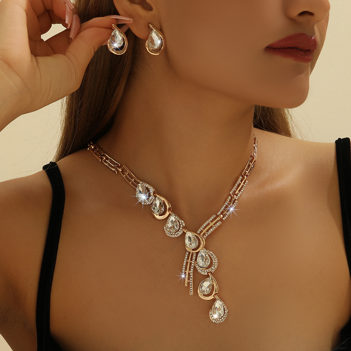 2-piece crystal jewelry set#TL4059