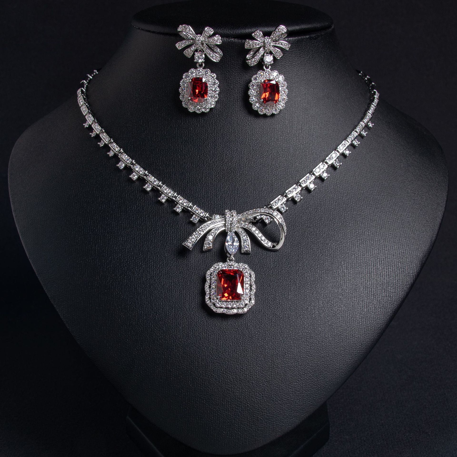 New Bowknot Zircon Jewelry Set