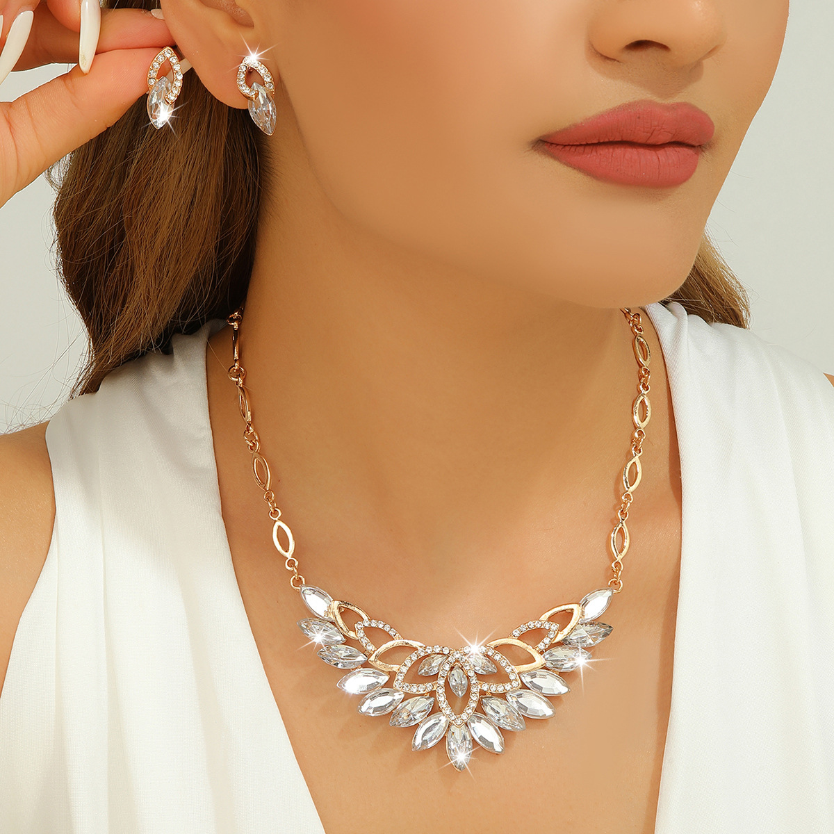 2-piece crystal jewelry set#TL2112