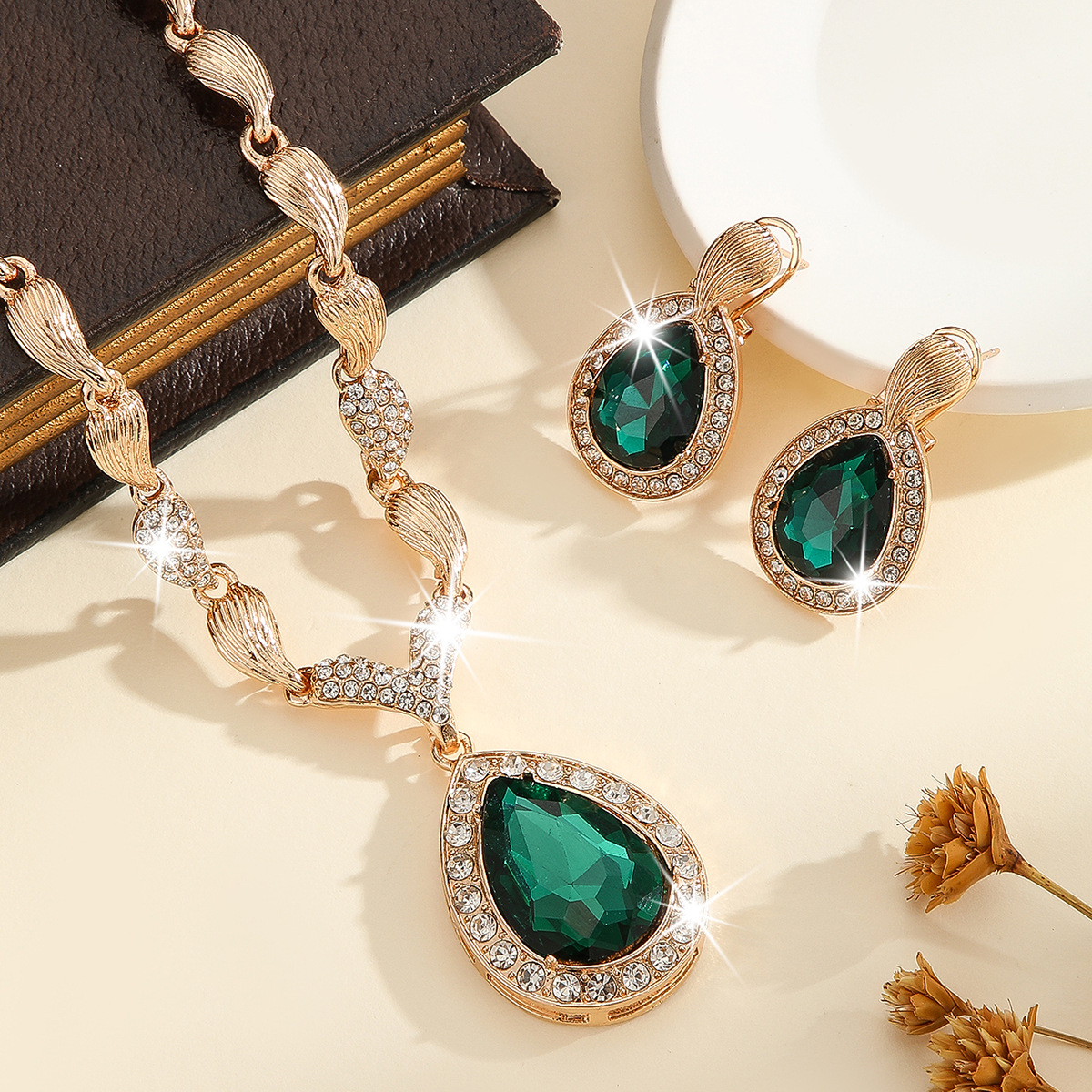 2-piece crystal jewelry set#TL4078-1